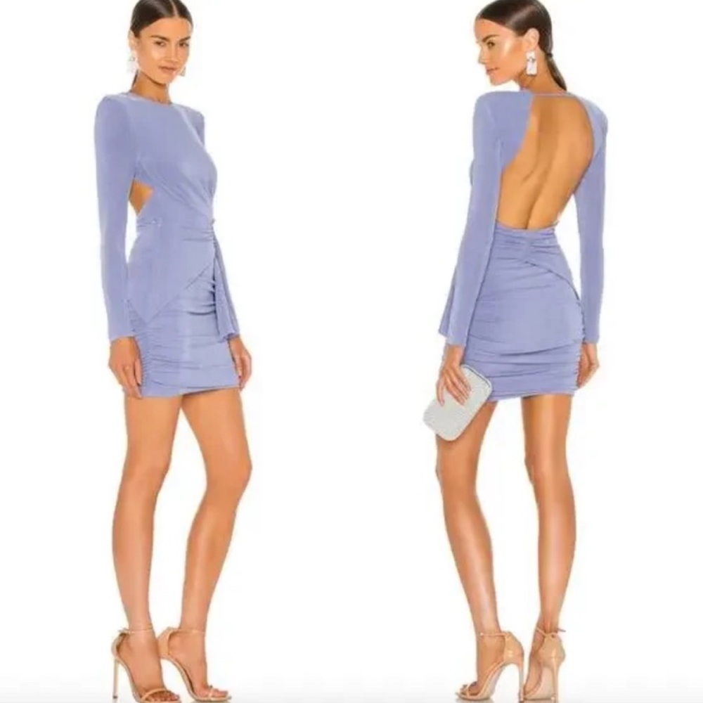 EUC Revolve Misha Evetta Open Back Mini Dress in Heather Blue Medium